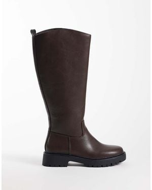 London Rebel Clove Chunky Knee Boots - Black