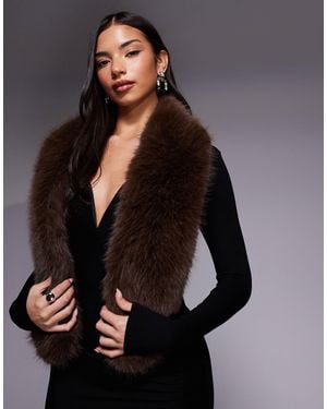 Mango Faux Fur Neck Scarf - Brown