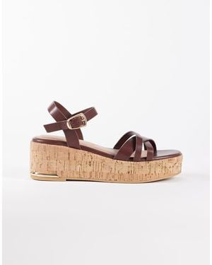 New Look Cork Wedge Multistrap Sandal - Brown
