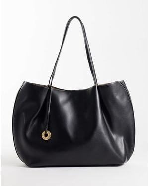 Mango Tote bag aus kunstleder mit abgerundeten kanten - Schwarz