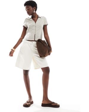 Pull&Bear Denim Longline Short - White