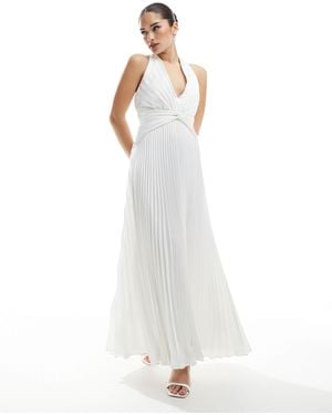 EVER NEW Bridal Knot Front Pleated Maxi Dress - White