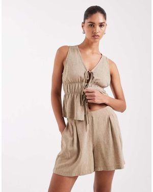 JJXX Co Ord Linen Blend Shorts - Natural