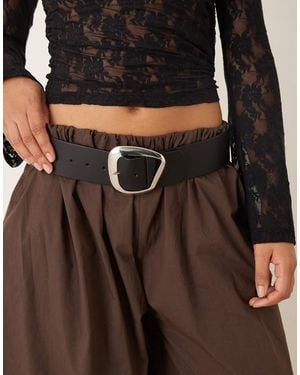 ASOS Low Waist Wide Belt With Abstract Square Buckle - Black