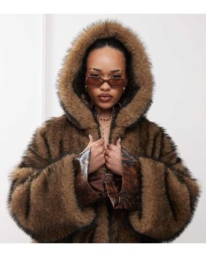 Labelrail X Jennifer Mcking Faux Fur Maxi Hooded Coat - Brown