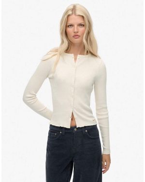 Superdry Athletic Essentials Ribbed Cardigan - White