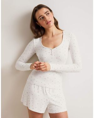 Tala Zachte Lounge-Pyjamatop Met Hartvormige Halslijn En Lange Mouwen - Naturel