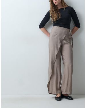 Mango Teen pantalon droit à liens sur le côté beige - Gris