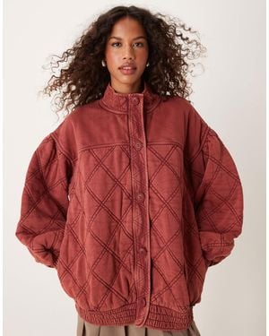 Free People Juno Quilted Jacket - Red