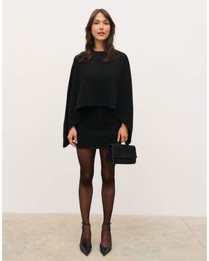Pretty Lavish 2 In 1 Knitted Mini Dress With Cape In - Black