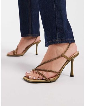 New Look Asymmetric Embellished Heeled Sandals - Blue