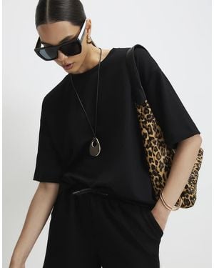 River Island Premium Short Sleeve Boxy T-Shirt - Black