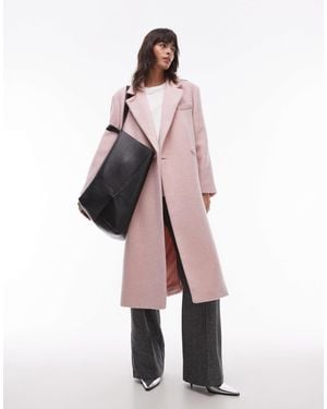 & Other Stories Wool Blend Oversized Midi Length Coat With Asymmetric Button Detail - Pink