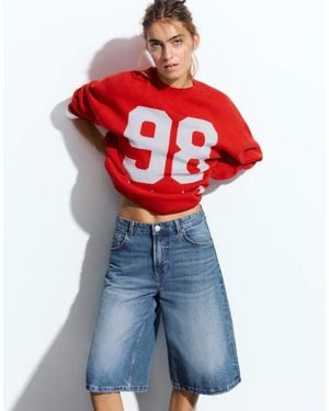 Pull&Bear Low-Rise Jorts - Blue