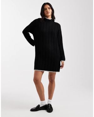 ONLY Contrast Stitch Knit Mini Dress - Black