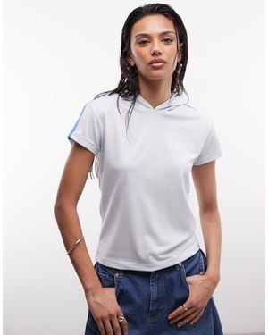 Collusion Airtex Hoodie Short Sleeve Tee - White