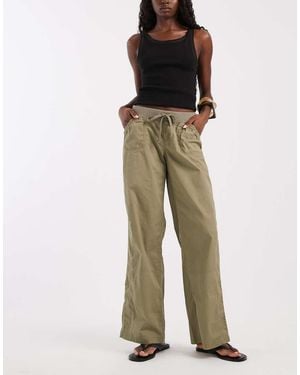Hollister Y2k Low Rise Utility Pull On Trousers - Green