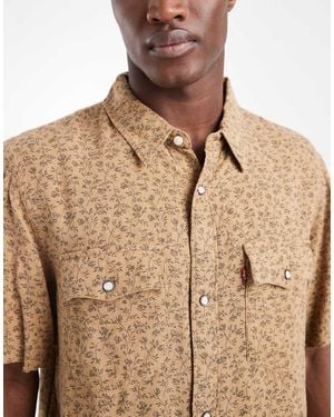 Levi's Linen Blend Western Short Sleeve Relaxed Shirt - Brown