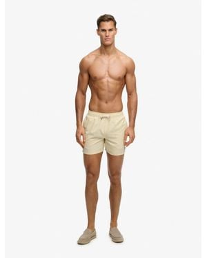 Superdry Embroidered Logo 15- Inch Swim Shorts - Natural