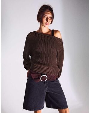 Bershka Rustic Openwork Jumper - Blue