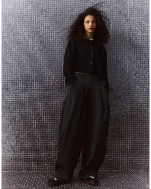 Bershka Strickjacke mit rundhalsausschnitt und knopfleiste - Schwarz