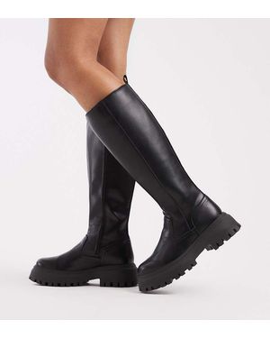 schuh Botas Por La Rodilla Negras Con Suela Gruesa Dianna De Wide Fit-Negro