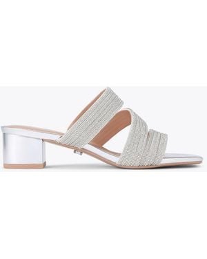 Carvela Kurt Geiger Gala Block Mule Jewel Casual Heeled Sandals - White