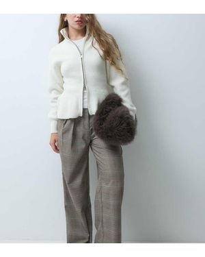 ASOS Petite Tailored Wide Leg Trousers With Pleat Detail - Grey