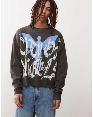 PacSun City Of Angels Nibbled Jumper - Blue