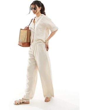 ONLY Linen Mix Wide Leg Trouser Co-ord - White