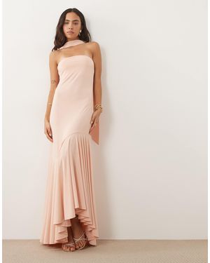 Y.A.S Bandeau Scarf Detail Maxi Dress - Pink