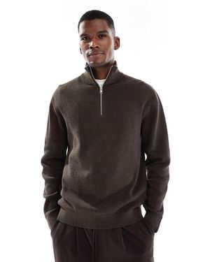Jack & Jones Premium Knitted Quarter Zip Jumper - Black