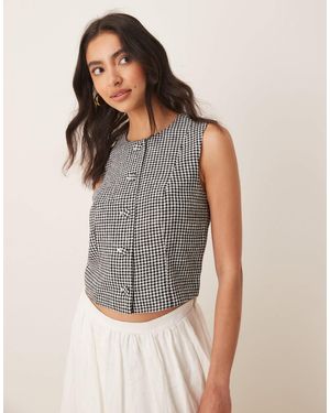 Abercrombie & Fitch – hochgeschlossenes cropped-trägertop aus leinen - Grau