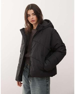 Noisy May Hooded Puffer Jacket - Black