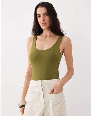 ASOS Polyamide Slinky Scoop Bodysuit - Green