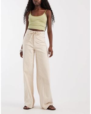 Aware Jeans large à taille nouée en écru - Neutre
