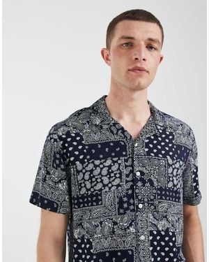 Blend Camicia Vestibilità Classica Multicolore Con Stampa Stile Bandana - Blu
