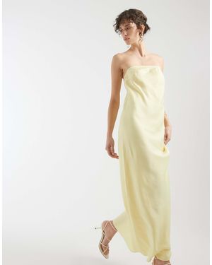Object Bandeau Satin Maxi Dress - Natural