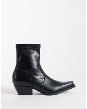 ASOS Roman Western Sock Ankle Boots - Black