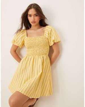 Nobody's Child Tasmin Puff Sleeve Mini Dress - Yellow