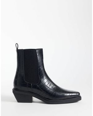ASOS Cuban Heeled Chelsea Boots - Black