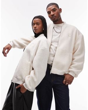 Calvin Klein Unisex Sherpa Bomber Jacket - Natural