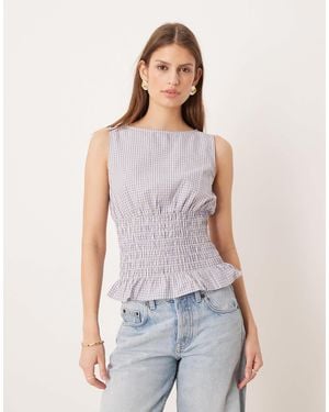 Glamorous Shirred Waist Top With Ruffle Hem - Multicolour