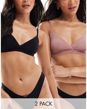 ASOS – 2er-pack bustiers aus superweichem netzstoff - Schwarz