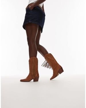 Bronx – jukeson – kniehohe westernstiefel aus glattleder - Braun