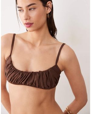 Miss Selfridge Skinny Bikinitopje Met Rimpeleffect - Zwart