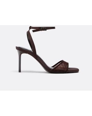 Stradivarius Wide Fit. Mesh Stiletto Heeled Sandals - White