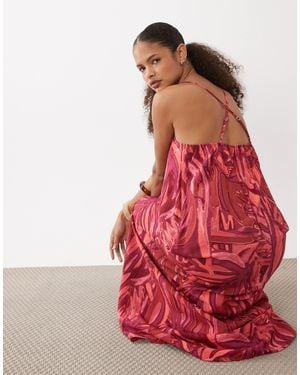 Vila Cami Maxi Dress With Crossed Straps - Red