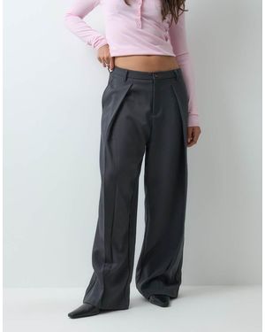 BRONZE SNAKE Low Rise Baggy Pleated Trousers - Grey