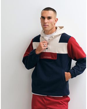Parlez Boulder colourblock fleece mit halber knopfleiste - Blau